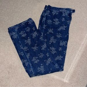 Floral Blue Straight Leg Jeans